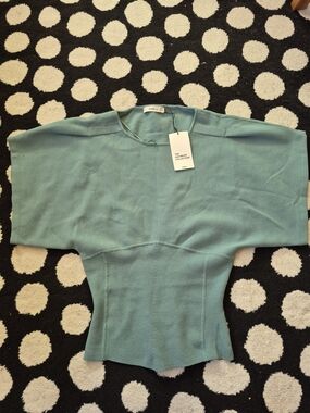 Zara Knitwear Top in Seafoam Blue